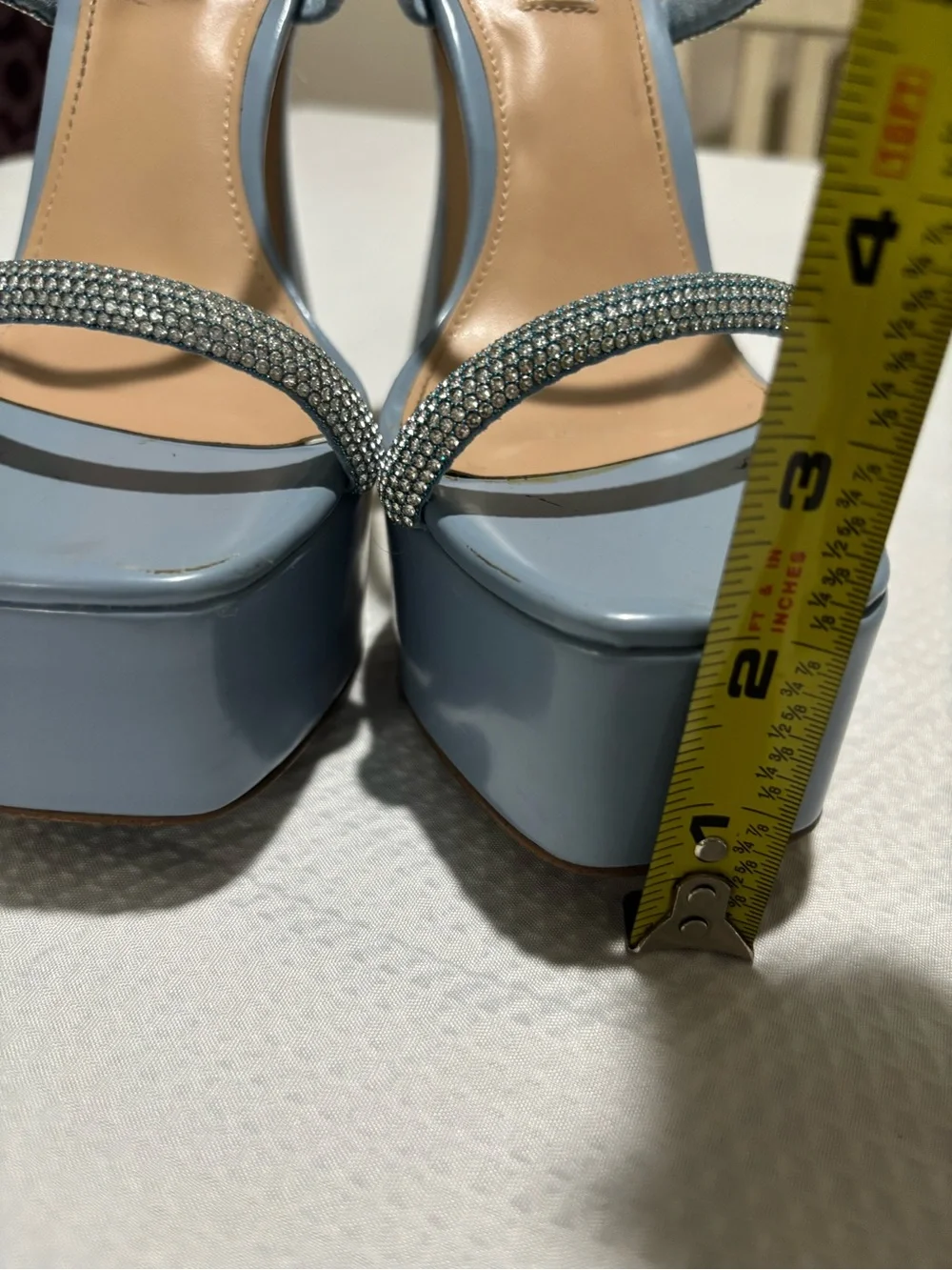Steve Madden Powder Blue Rhinestone Double-Strap Platform Heels